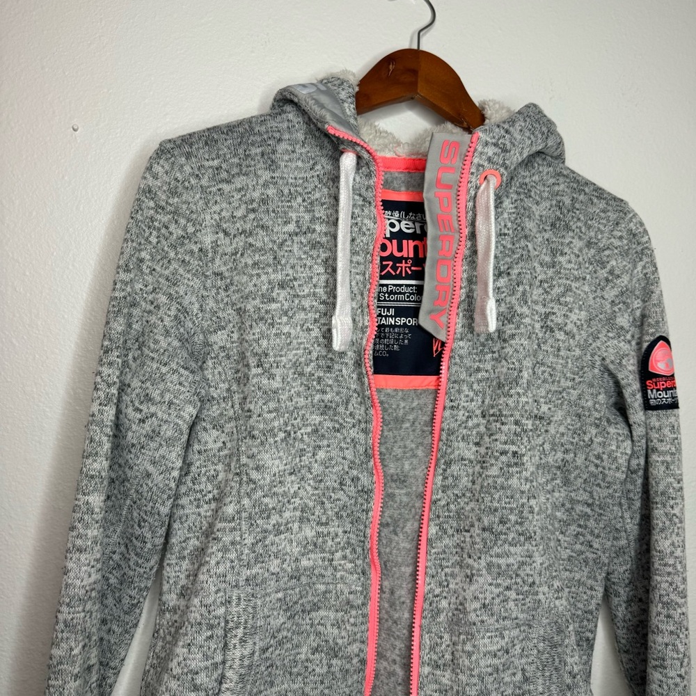 Superdry Gray Storm Colour Pop Zip Hoodie - Picture 5 of 9